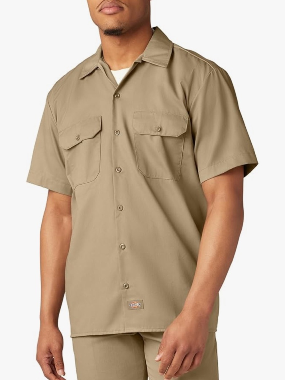 NWT Dickies Short Sleeve Twill Work Shirt in Khaki Tan